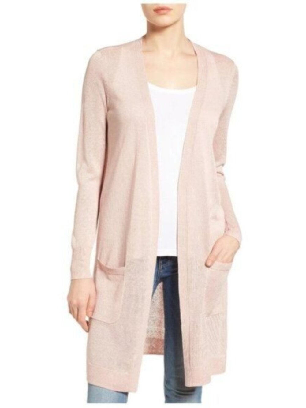 Halogen Long Linen Blend Cardigan Duster Sweater NWT L